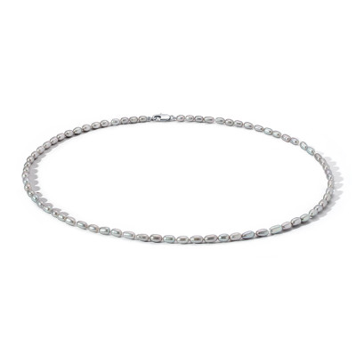 Ожерелье из серого рисообразного речного жемчуга. Жемчужины 4-4,5 мм