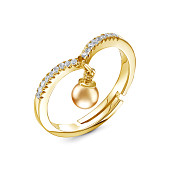 Кольцо из желтого золота с золотистой морской жемчужиной Акойя 8-8,5 мм